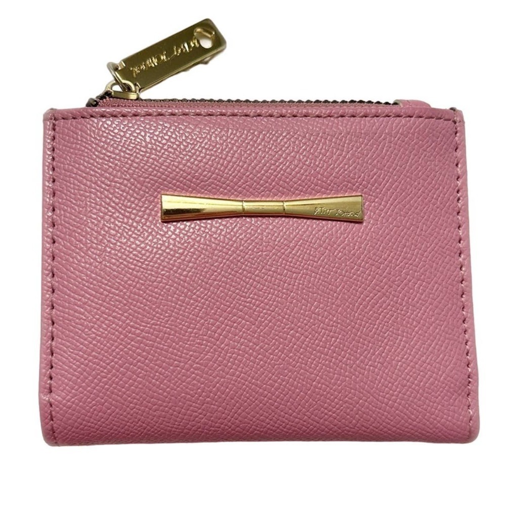 Betsey Johnson Pink Small Faux Leather Bifold Zipper Wallet